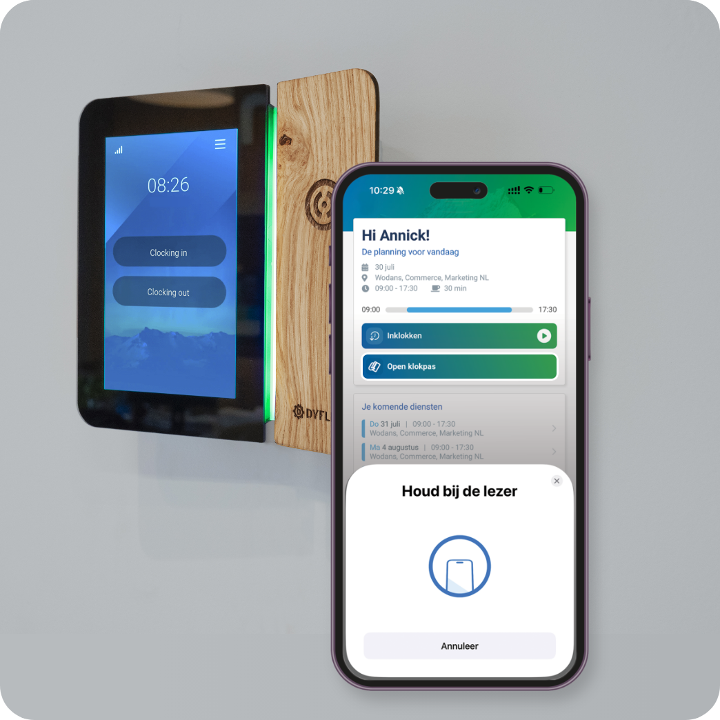 Klokken via de app met Dyflexis